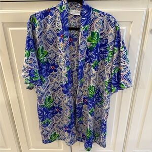 Vintage Val Mode Floral Blue and Green Women's kimono